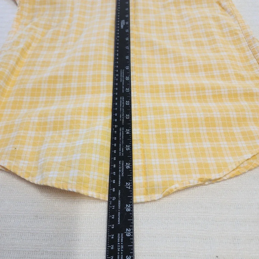 Brooks Brothers Fleece Boys Yellow White Plaid Button Down Shirt Size L Long Slv